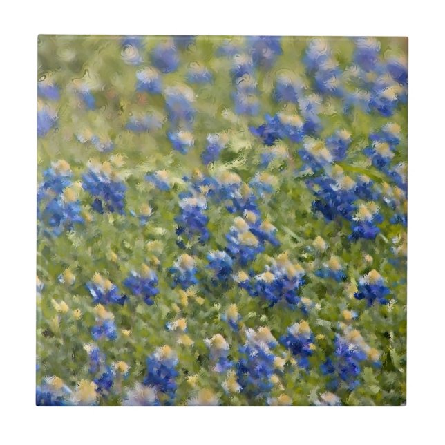 Field of Texas Bluebonnets Painting Tile (Front)