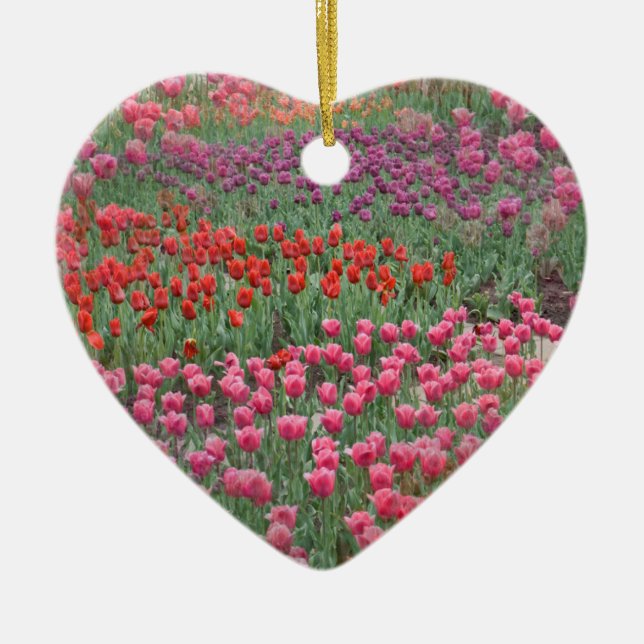 Field Of Tulips Ceramic Tree Decoration (Front)