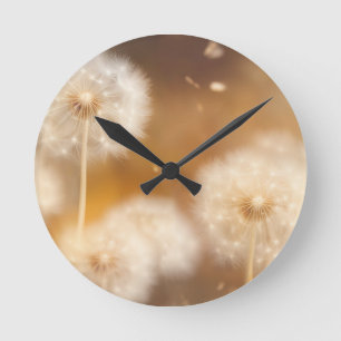 Field of Warm Dandelion Light Round Clock