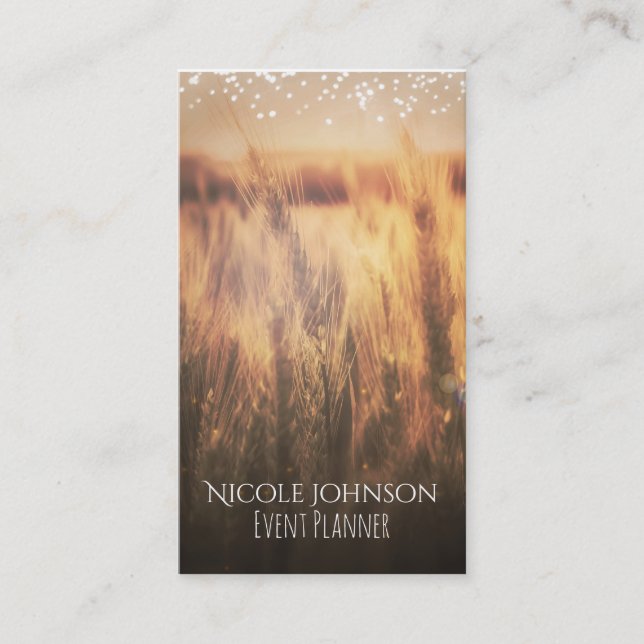Field of Wheat Rustic Country Wedding Event Business Card (Front)