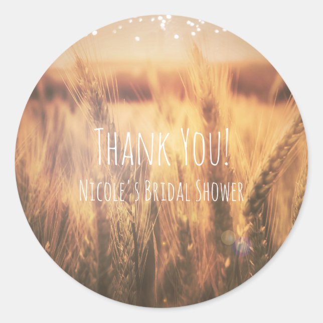 Field of Wheat Rustic Country Wedding Favour Classic Round Sticker (Front)