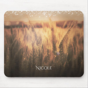 Field of Wheat Rustic Country Wedding Glam Lights Mouse Mat