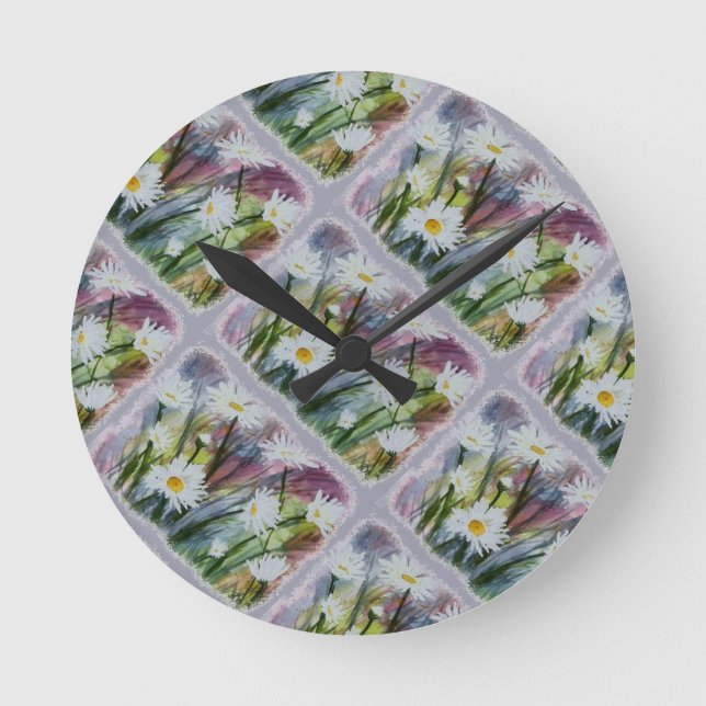 FIELD OF WHITE DAISIES CLOCK (Front)