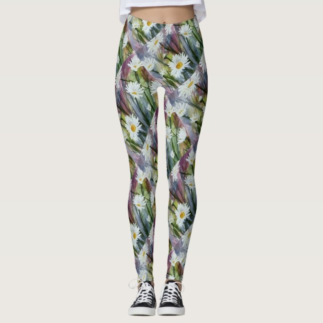 FIELD OF WHITE DAISIES | FLORAL LEGGINGS (Front)