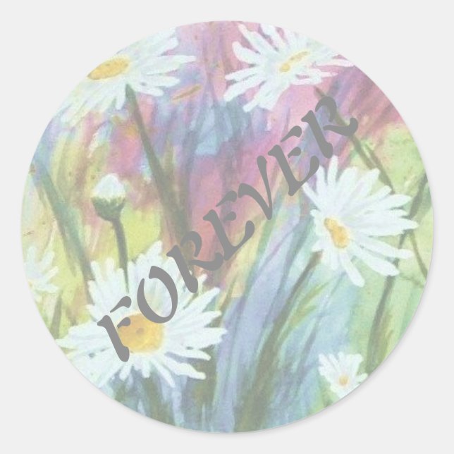 FIELD OF WHITE DAISIES WEDDING STICKERS (Front)