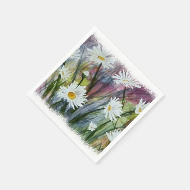 FIELD OF WHITE DAISY FLOWERS PAPER NAPKINS (Corner)
