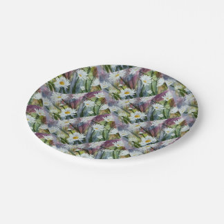 FIELD OF WHITE DAISY FLOWERS PAPER PLATE