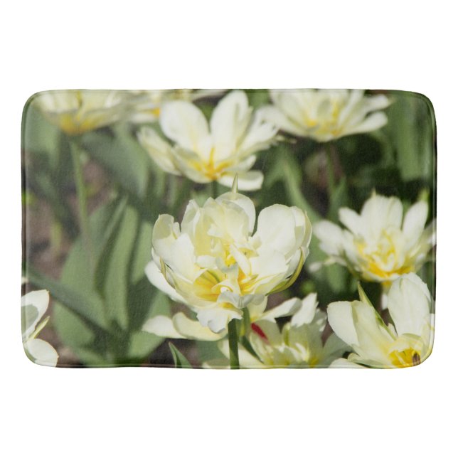 Field of white tulips Photo Bath Mat (Front)