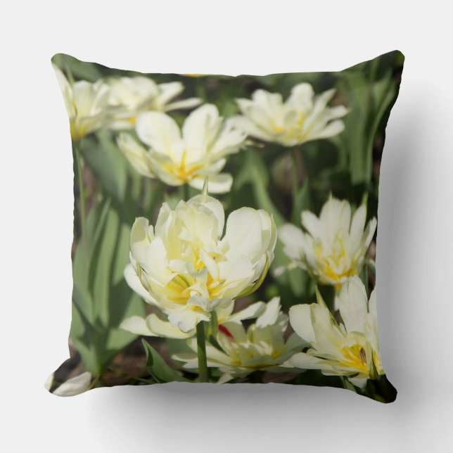 Field of white tulips Photo Cushion (Front)