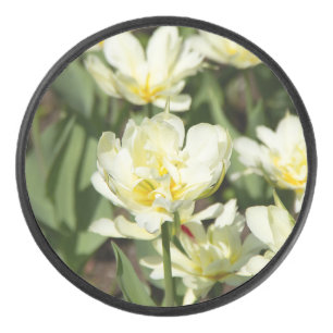 Field of white tulips Photo Hockey Puck