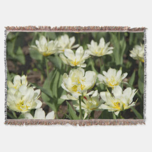 Field of white tulips Photo Throw Blanket