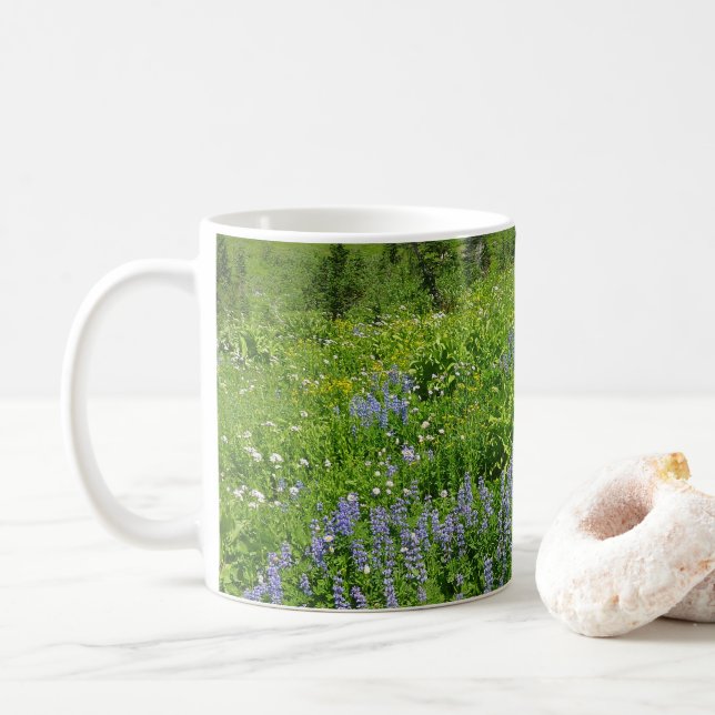 Field of Wildflowers at Mount Rainier Coffee Mug (With Donut)