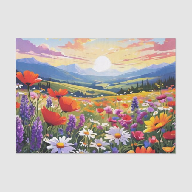Field of Wildflowers with Rolling Hills Tissue Paper (Front)