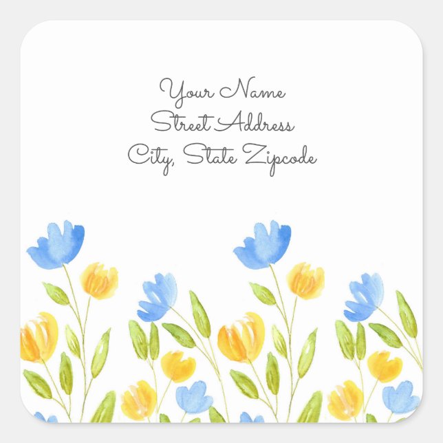 'Field of Yellow Blue Flowers' Address Labels (Front)