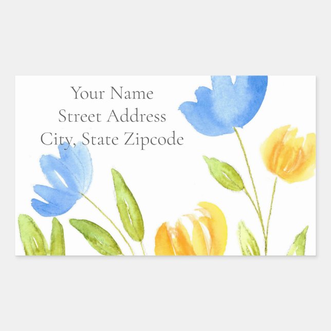 'Field of Yellow Blue Flowers' Address Labels (Front)