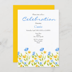 Field of Yellow Blue Flowers Invitation