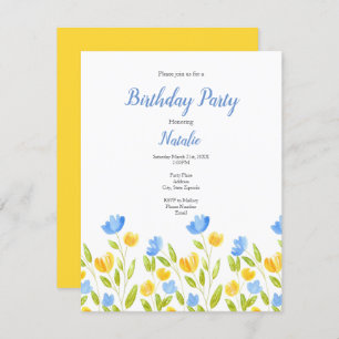 Field of Yellow Blue Flowers Invitation