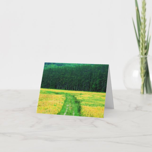 Field Of Yellow Flowers Nature Art Note Card (Front)