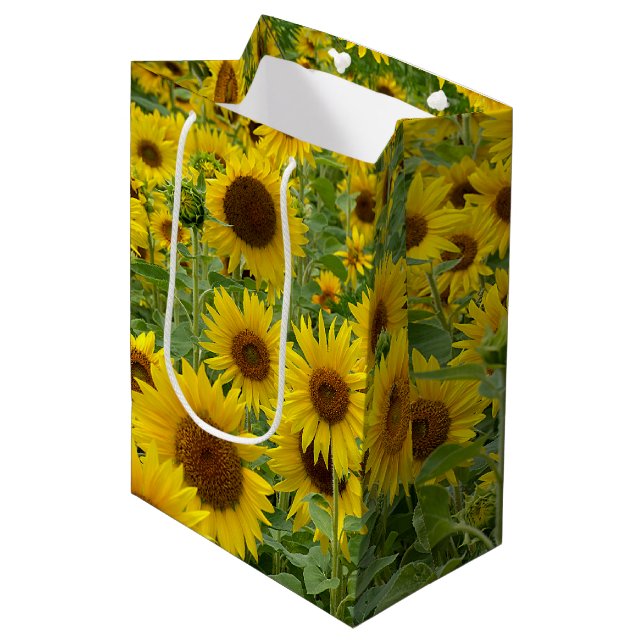 Field of Yellow Sunflowers Medium Gift Bag (Front Angled)