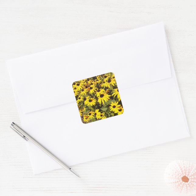 Field of Yellow Wildflowers Square Sticker (Envelope)