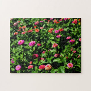 Field Of Zinnia Flowers Orton Art Effect  Jigsaw Puzzle