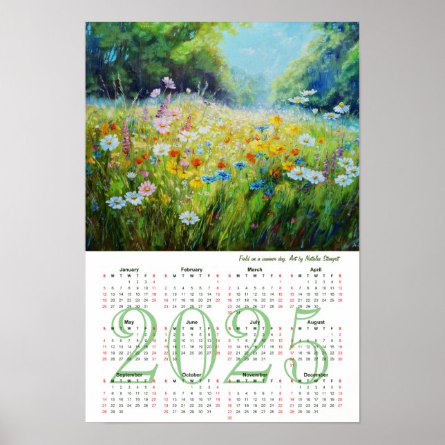 Field on a summer day. Fine Art Calendar 2025 Poster (Front)