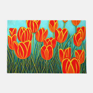 Field Orange Tulips Doormat