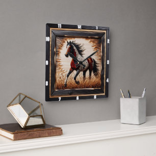 Field Paint: Rustic Wood Custom  Square Wall Clock