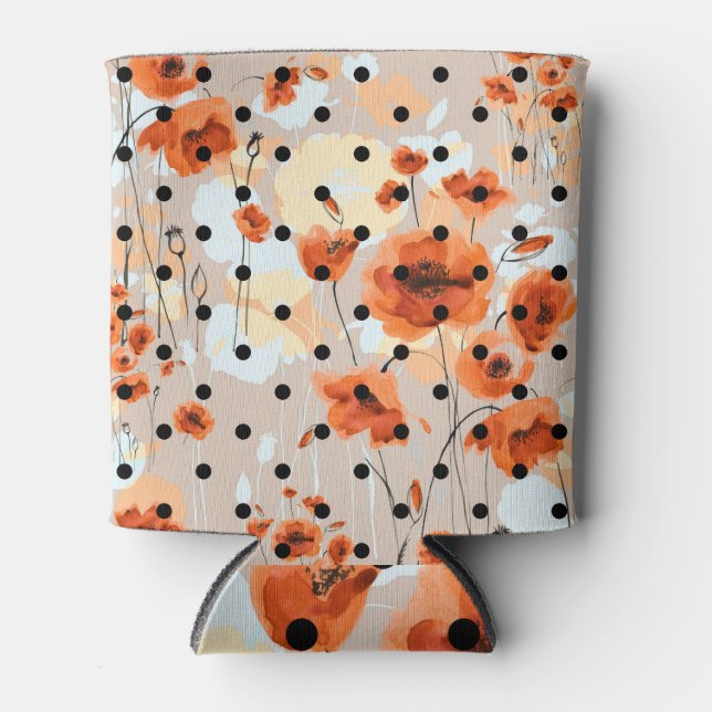 Field poppies: abstract floral pattern. can cooler (Front)
