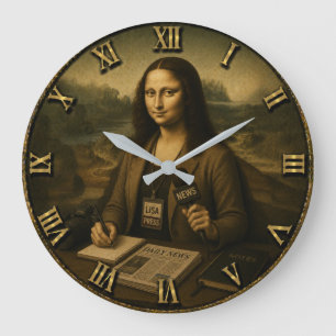 Field Reporter Funny Mona Lisa Journalist Gift Large Clock