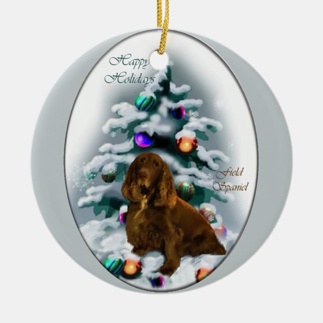 Field Spaniel Christmas Gifts Ornament (Front)