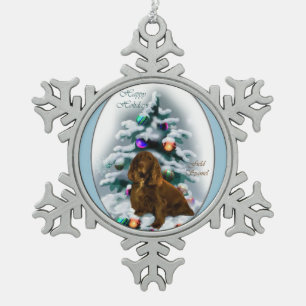 Field Spaniel Christmas Snowflake Pewter Christmas Ornament