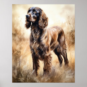 Field Spaniel Dog Art Print Poster