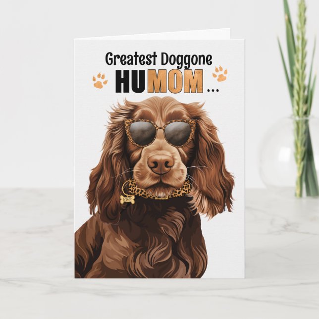 Field Spaniel Dog Best HuMOM Mother's Day Holiday Card (Front)