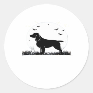 Field Spaniel Dog � Halloween Moon Silhouette Clas Classic Round Sticker