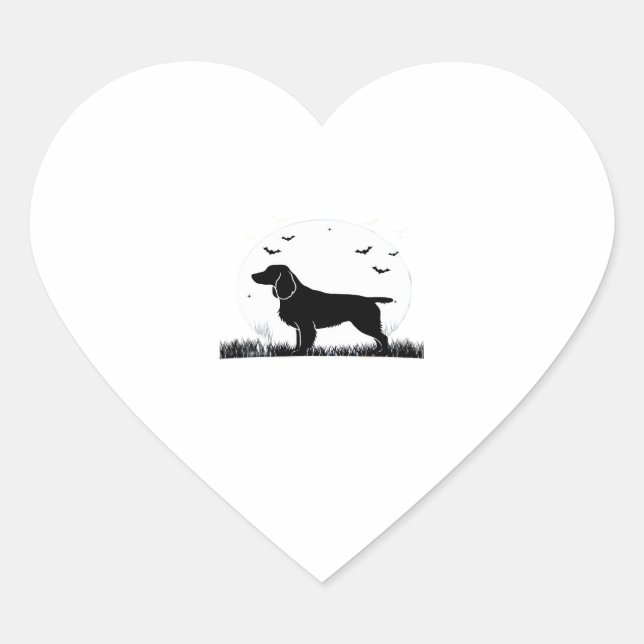 Field Spaniel Dog � Halloween Moon Silhouette Clas Heart Sticker (Front)