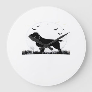 Field Spaniel Dog � Halloween Moon Silhouette Clas Large Clock