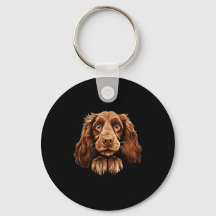 Field Spaniel Dog Mum Dad Peeking Puppy Key Ring