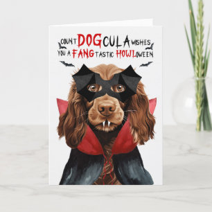 Field Spaniel Funny Count DOGcula Halloween Holiday Card