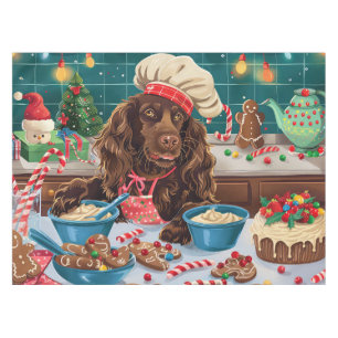 Field Spaniel Holiday Baking: Festive Christmas Tablecloth