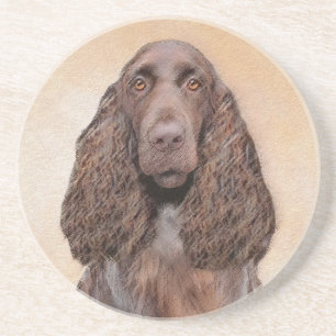 Field Spaniel Painting - Cute Original Dog Art Coaster