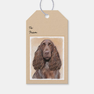 Field Spaniel Painting - Cute Original Dog Art Gift Tags