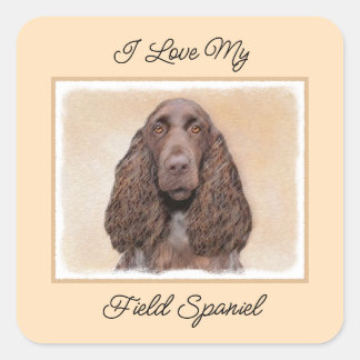 Field Spaniel Painting - Cute Original Dog Art Square Sticker
