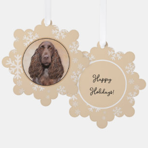 Field Spaniel Painting - Cute Original Dog Art Tree Decoration Card