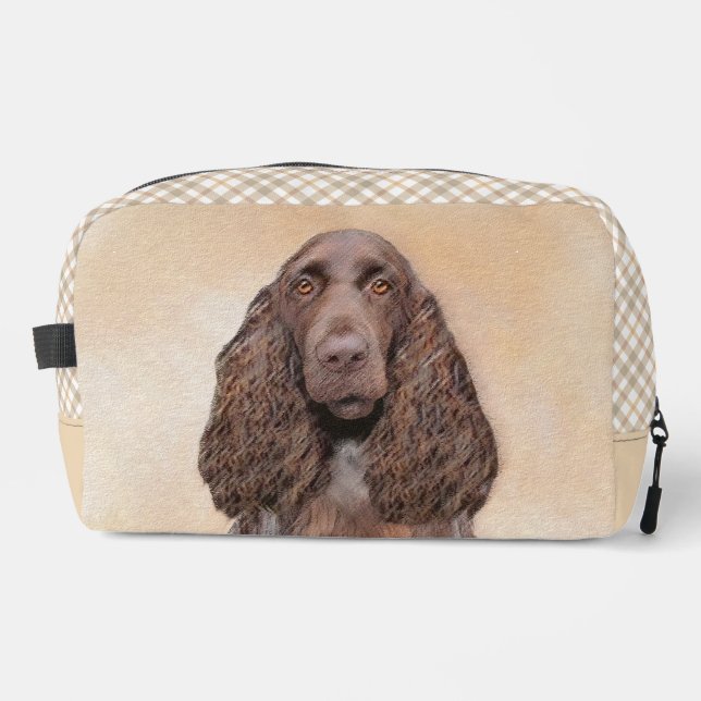 Field Spaniel Painting Roan Cute Original Dog Art Dopp Kit (Front)
