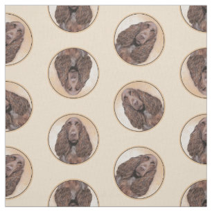 Field Spaniel Painting Roan Cute Original Dog Art Fabric