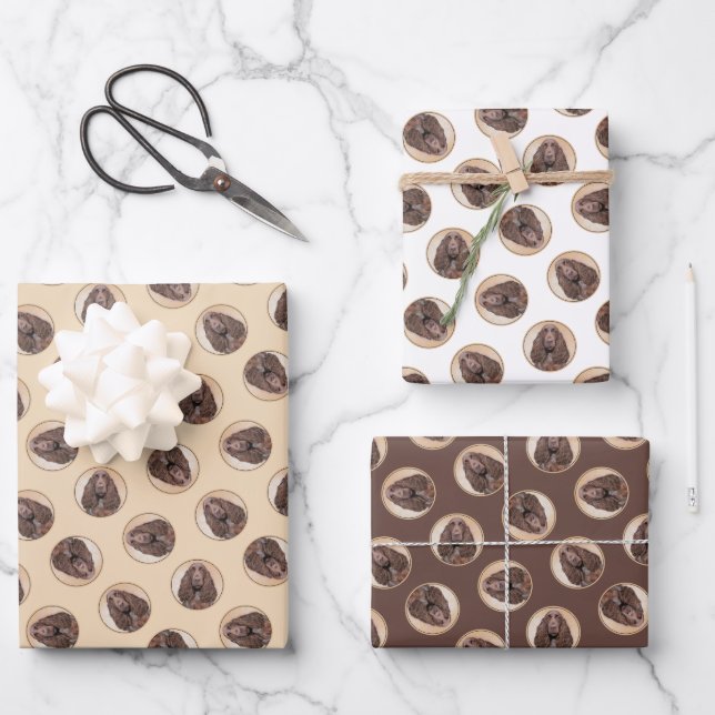 Field Spaniel Painting Roan Cute Original Dog Art Wrapping Paper Sheet (Front)