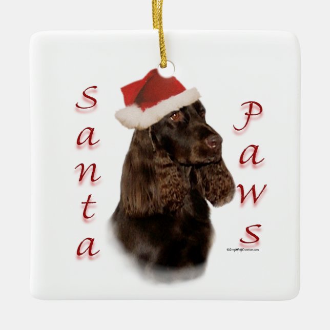 Field Spaniel Santa Paws Ceramic Ornament (Front)