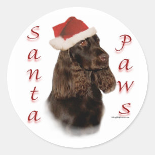 Field Spaniel Santa Paws Classic Round Sticker