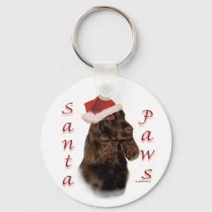 Field Spaniel Santa Paws Key Ring